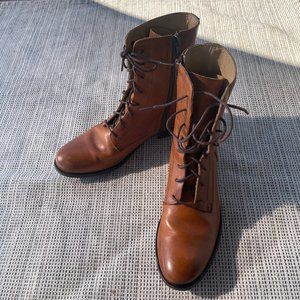 FRYE Melissa Lace Up Zip Boots Brown 9.5 US